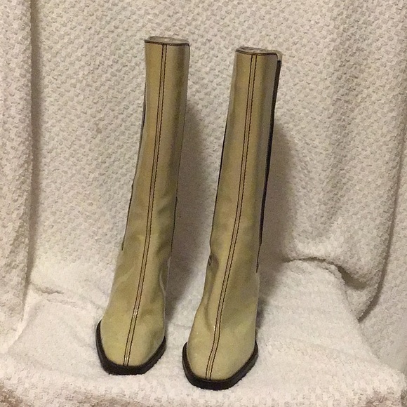 TOD’s cream colored patent leather knee boots. - Picture 2 of 8